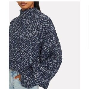 3.1 Phillip Lim sweater Medium boucle mock neck blue chunky rtr